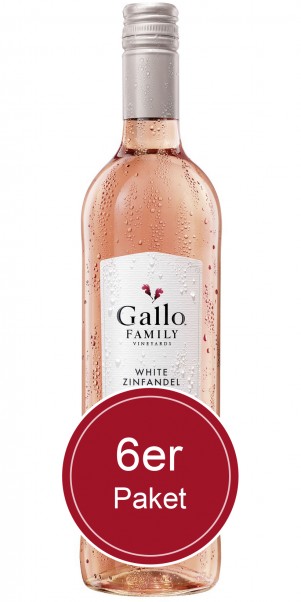 6 Flaschen 0,75l Gallo Family Vineyards, White Kalifornien Zinfandel Rose